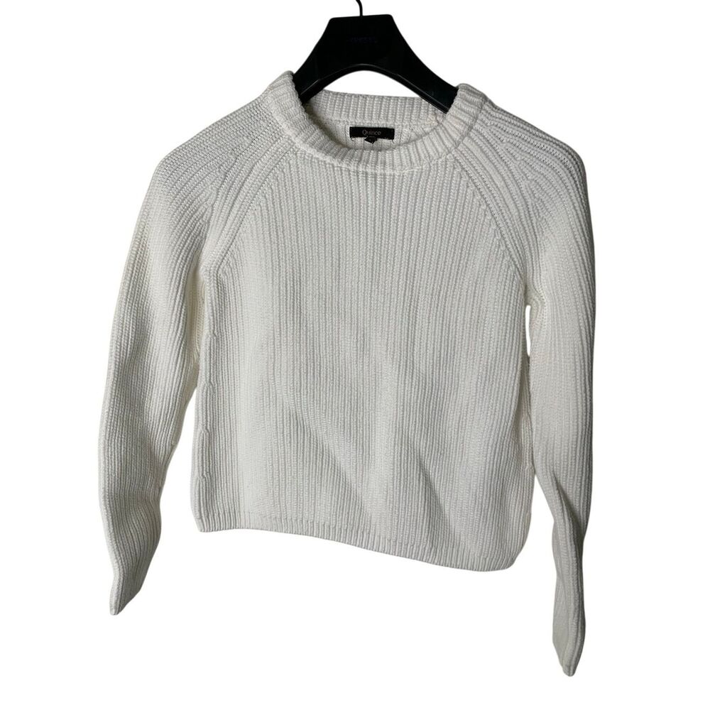 Quince 100% organic cotton fisherman crew sweater ivory women's size small